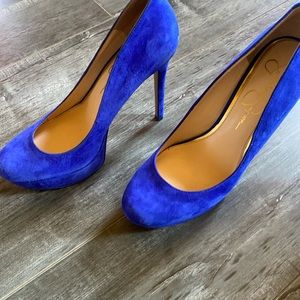 Women Blue Suede Stilettos